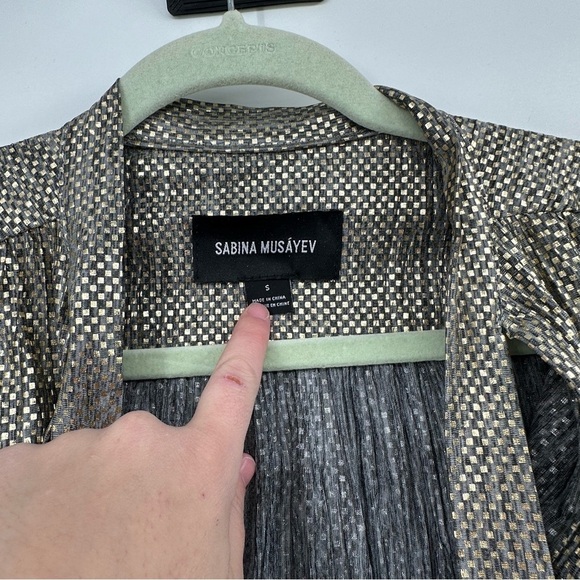 Anthropologie Sabina Musayev Gold and Grey Metallic Long Sleeve Dress Size small - Picture 4 of 9